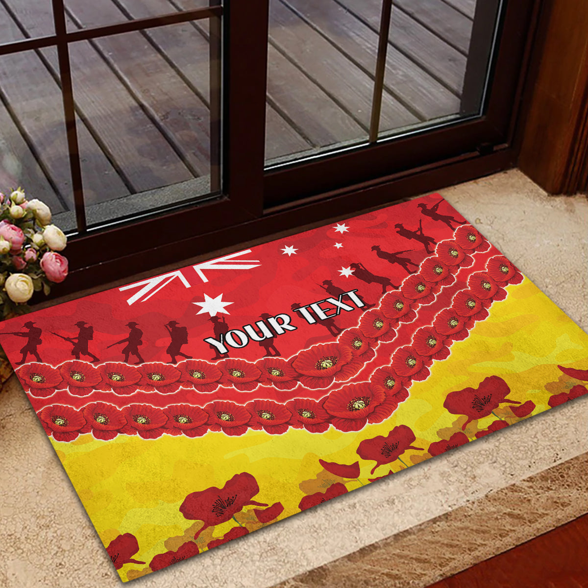 Custom Sun Football Rubber Doormat ANZAC Lest We Forget
