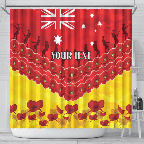 Custom Sun Football Shower Curtain ANZAC Lest We Forget