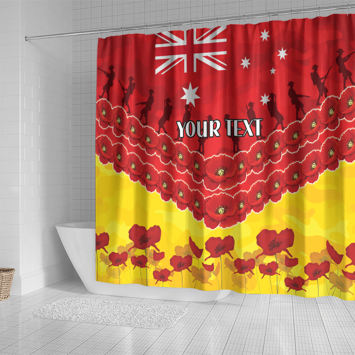 Custom Sun Football Shower Curtain ANZAC Lest We Forget