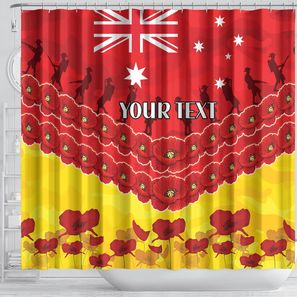 Custom Sun Football Shower Curtain ANZAC Lest We Forget