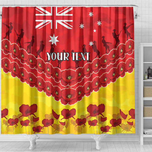 Custom Sun Football Shower Curtain ANZAC Lest We Forget