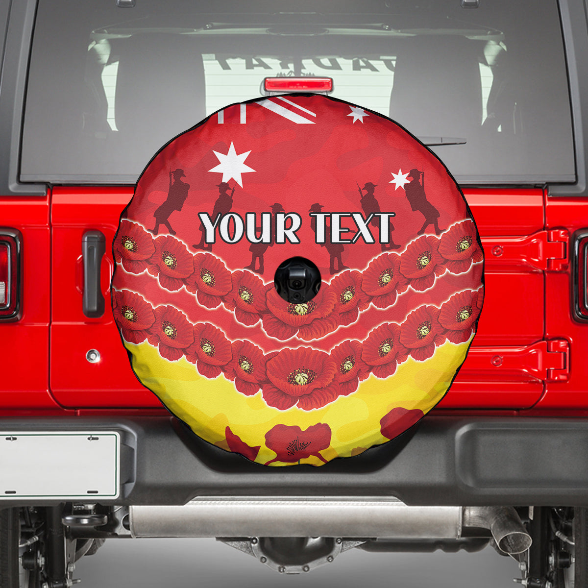 Custom Sun Football Spare Tire Cover ANZAC Lest We Forget
