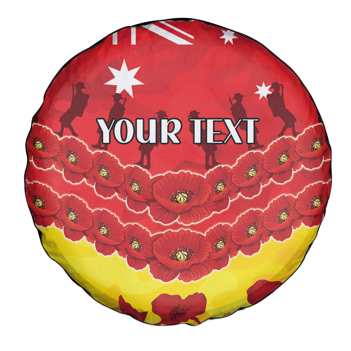 Custom Sun Football Spare Tire Cover ANZAC Lest We Forget