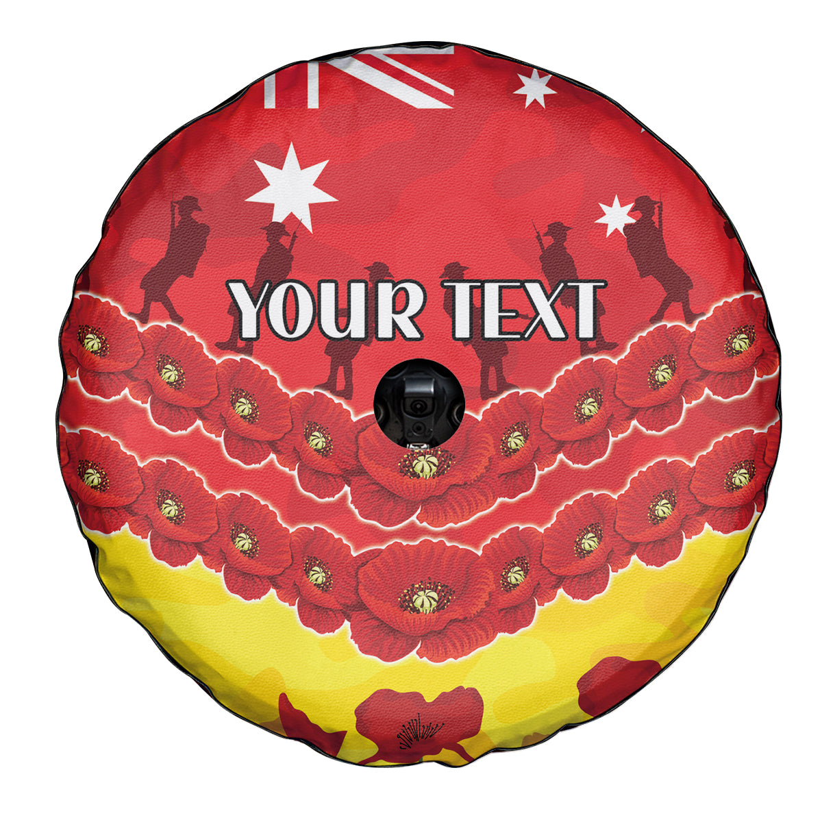 Custom Sun Football Spare Tire Cover ANZAC Lest We Forget
