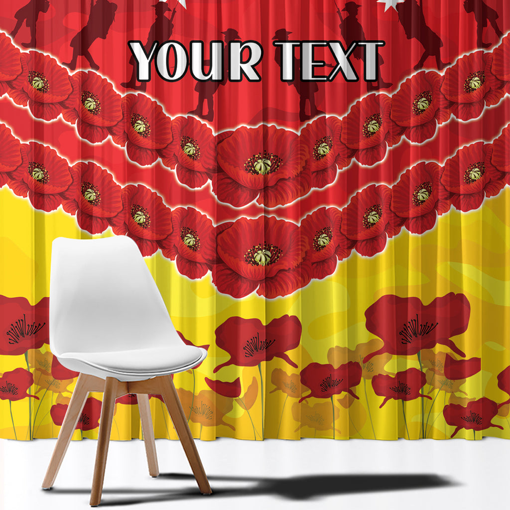 Custom Sun Football Window Curtain ANZAC Lest We Forget