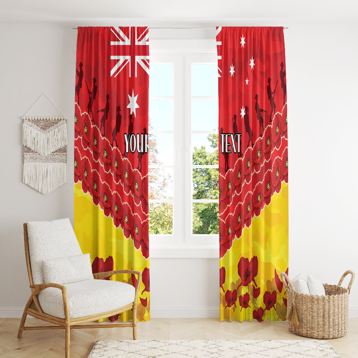 Custom Sun Football Window Curtain ANZAC Lest We Forget
