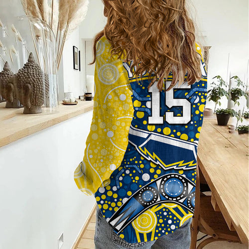(Custom Personalised) Cowboys Rugby Women Casual Shirt Boomerang Indigenous Dots LT9