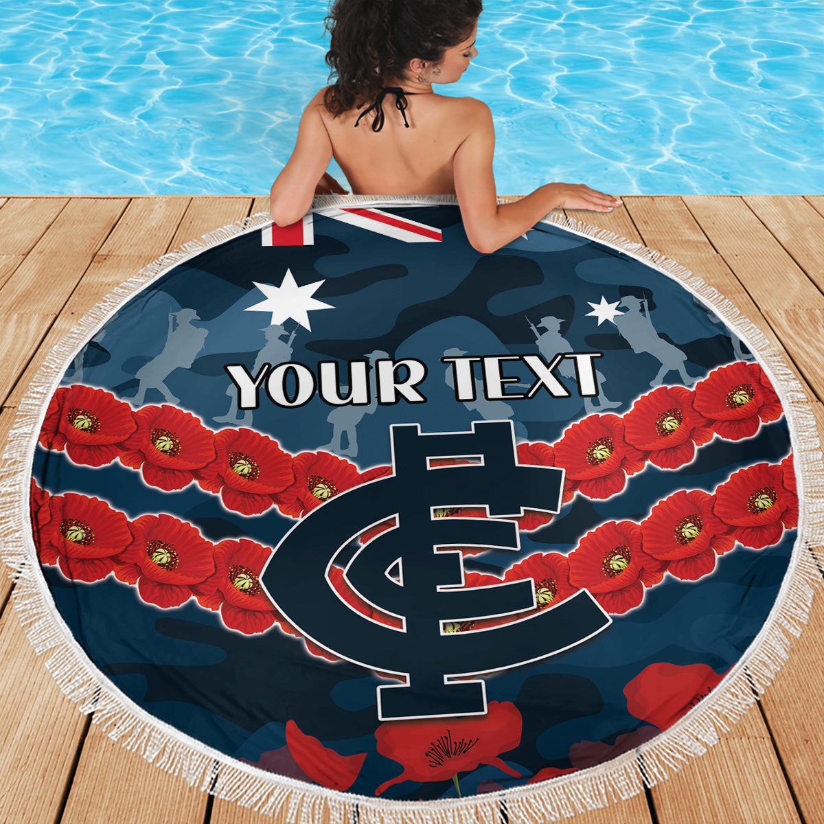 Custom Blues Football Beach Blanket ANZAC Lest We Forget
