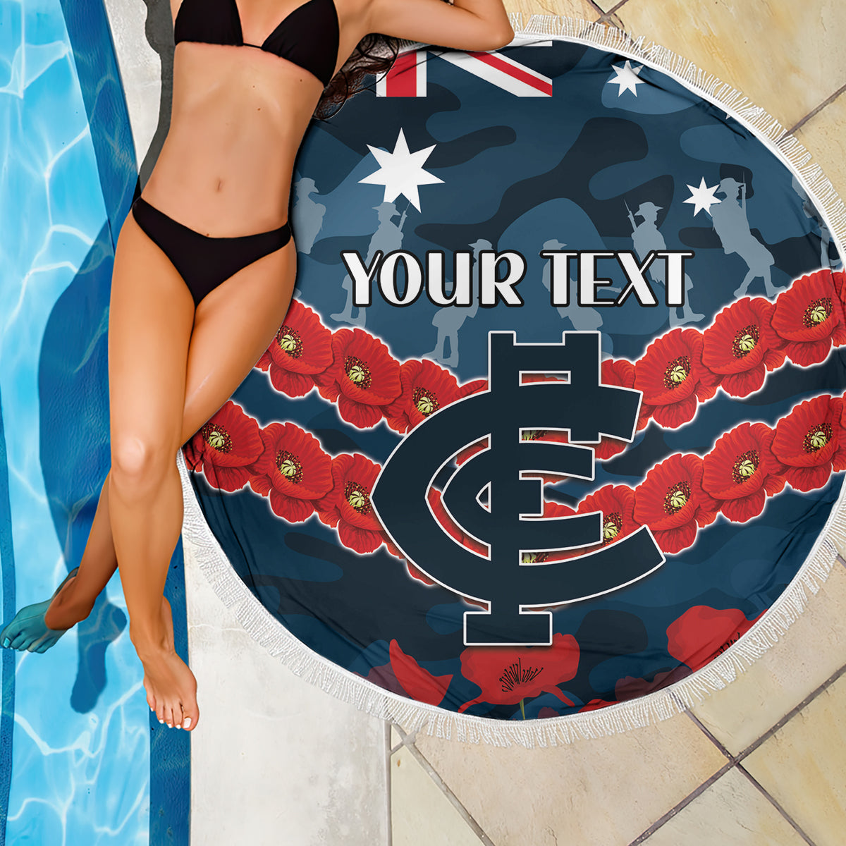 Custom Blues Football Beach Blanket ANZAC Lest We Forget