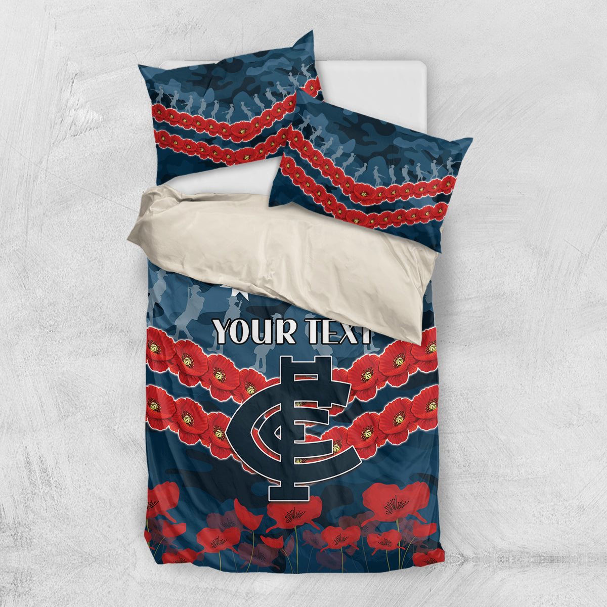 Custom Blues Football Bedding Set ANZAC Lest We Forget