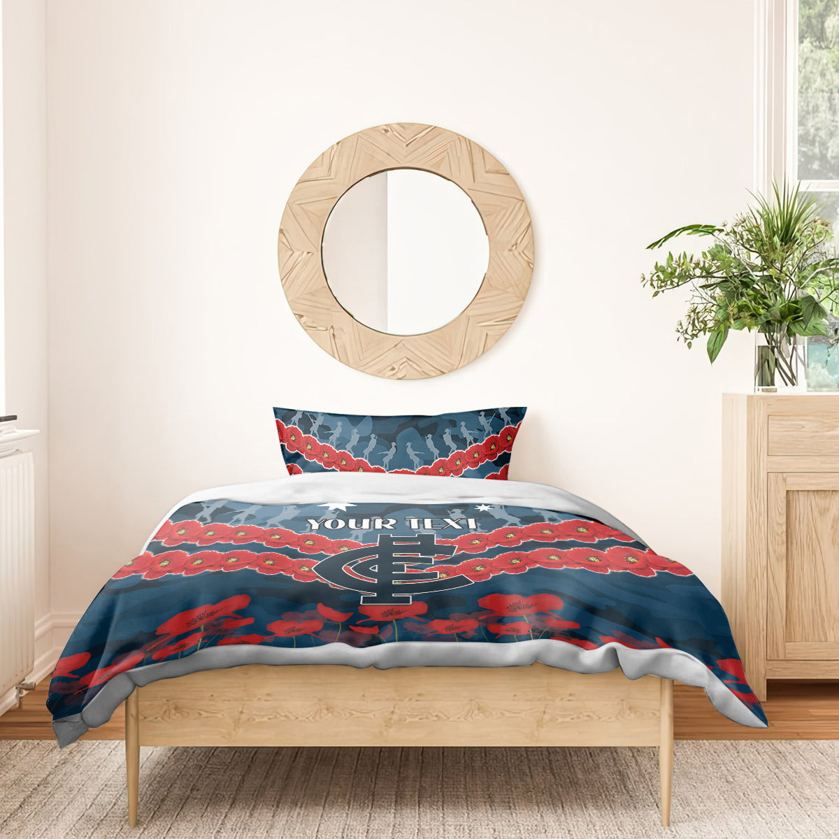 Custom Blues Football Bedding Set ANZAC Lest We Forget