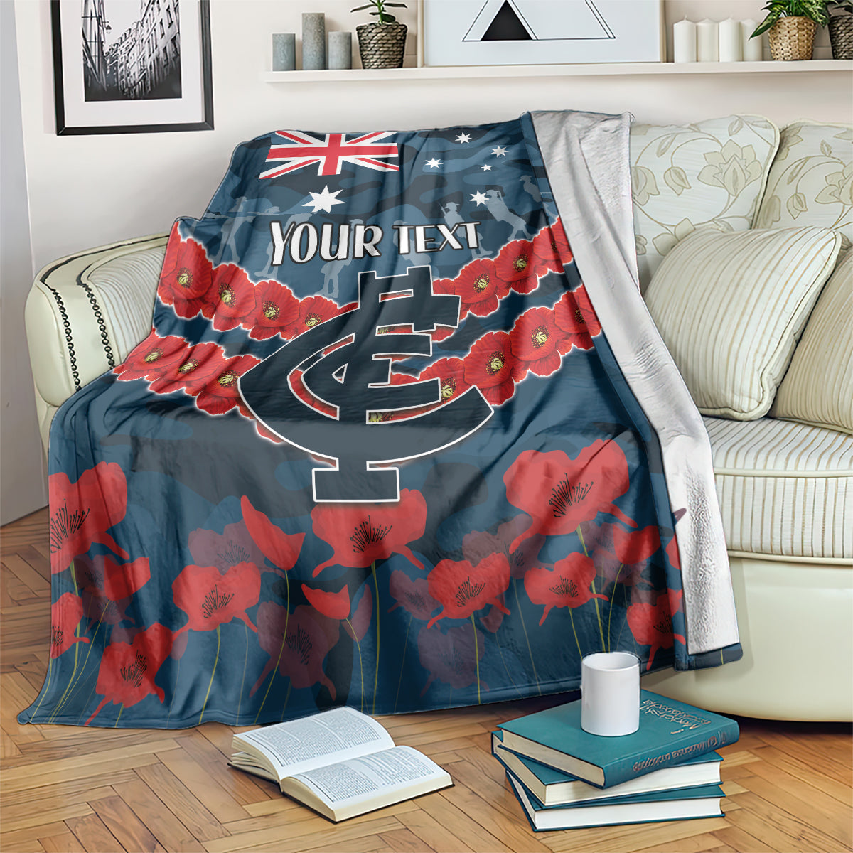 Custom Blues Football Blanket ANZAC Lest We Forget