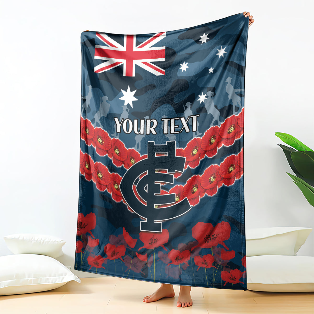 Custom Blues Football Blanket ANZAC Lest We Forget