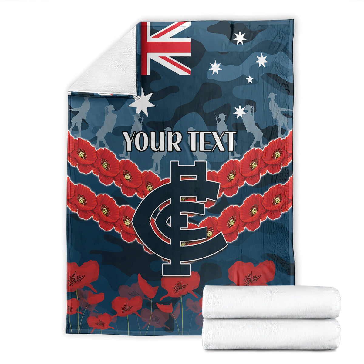 Custom Blues Football Blanket ANZAC Lest We Forget