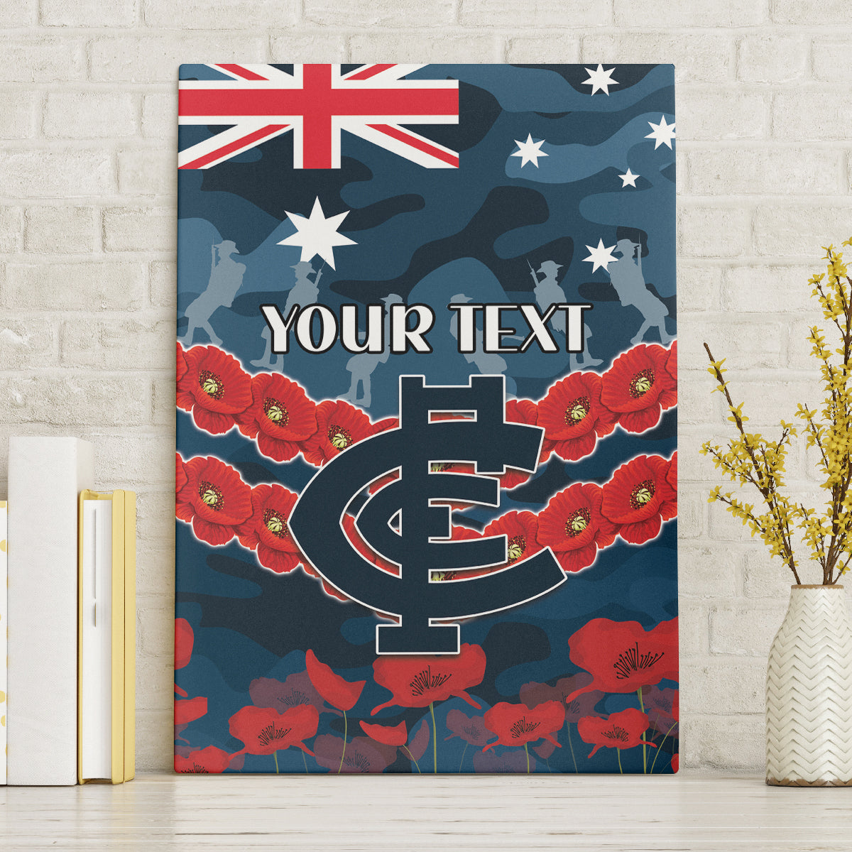 Custom Blues Football Canvas Wall Art ANZAC Lest We Forget