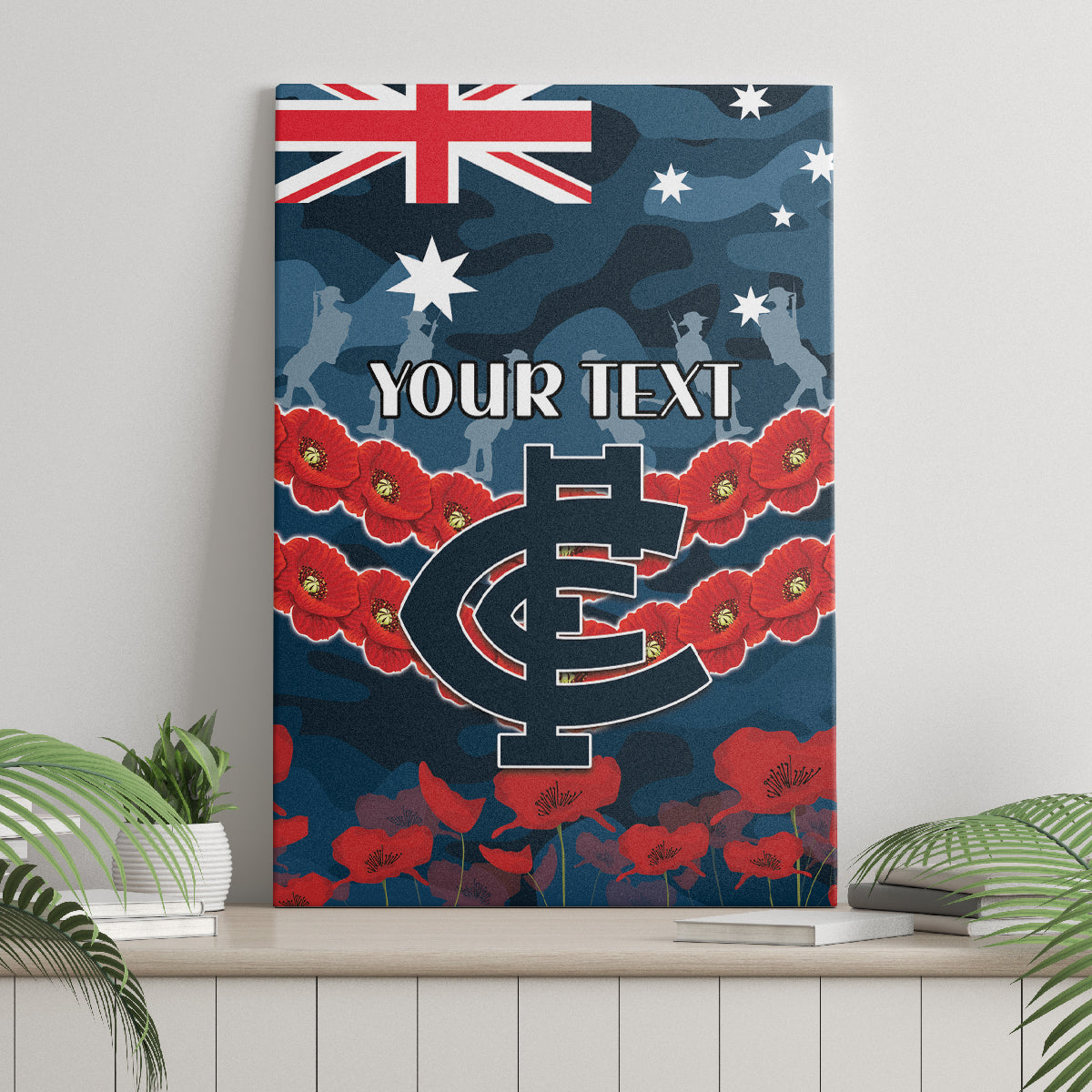 Custom Blues Football Canvas Wall Art ANZAC Lest We Forget