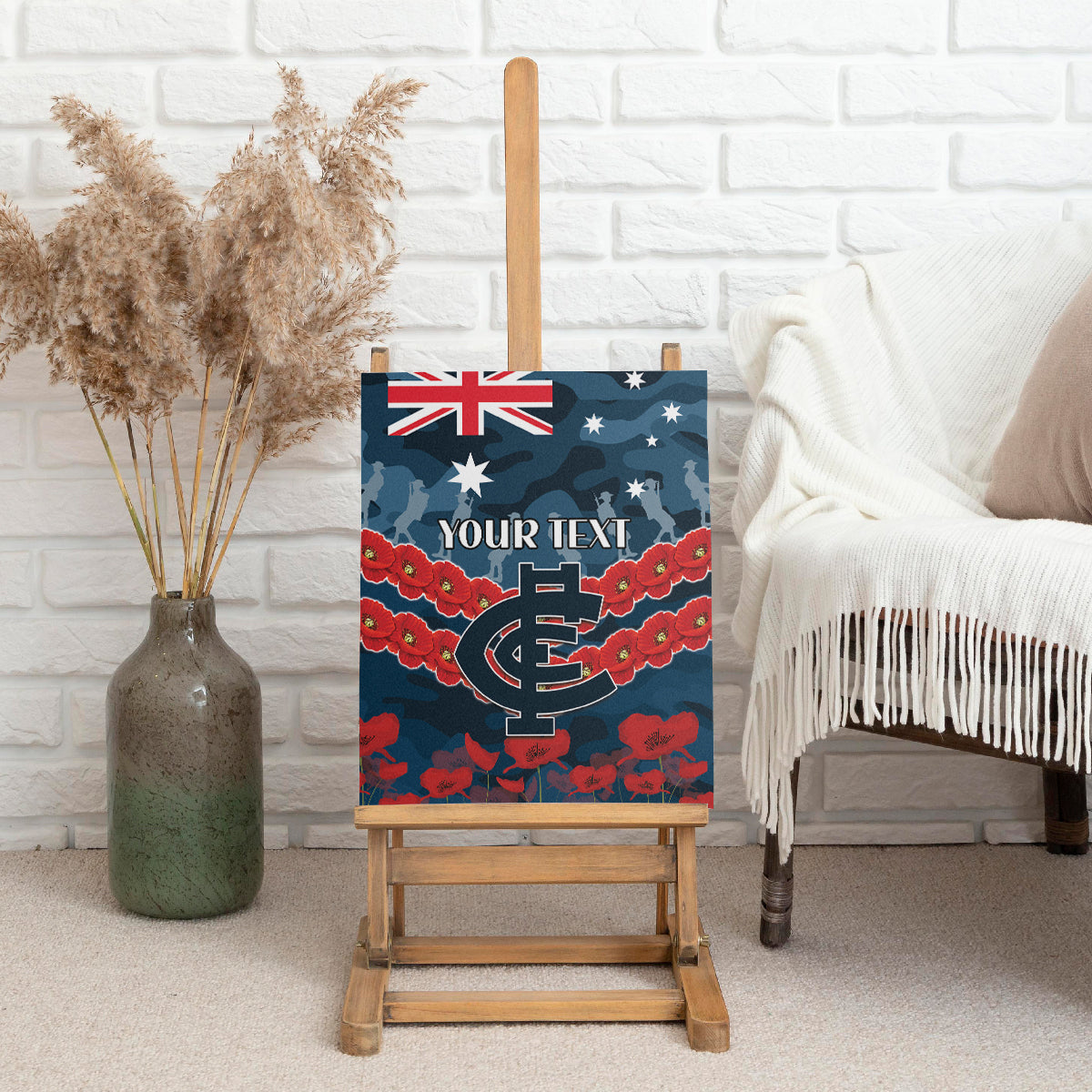 Custom Blues Football Canvas Wall Art ANZAC Lest We Forget