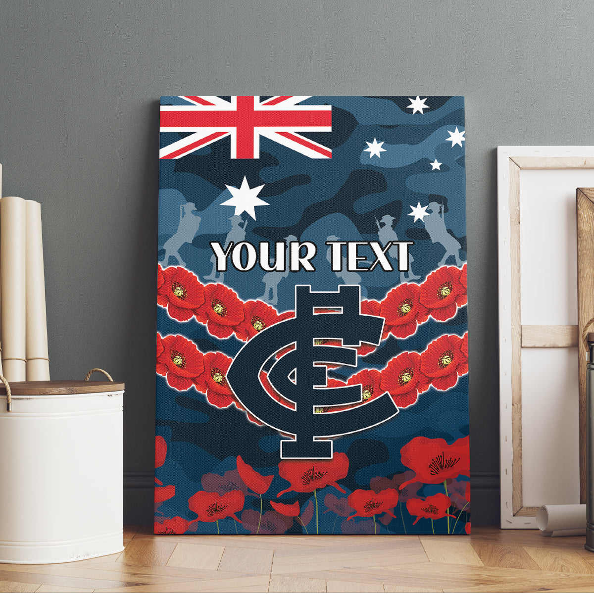 Custom Blues Football Canvas Wall Art ANZAC Lest We Forget
