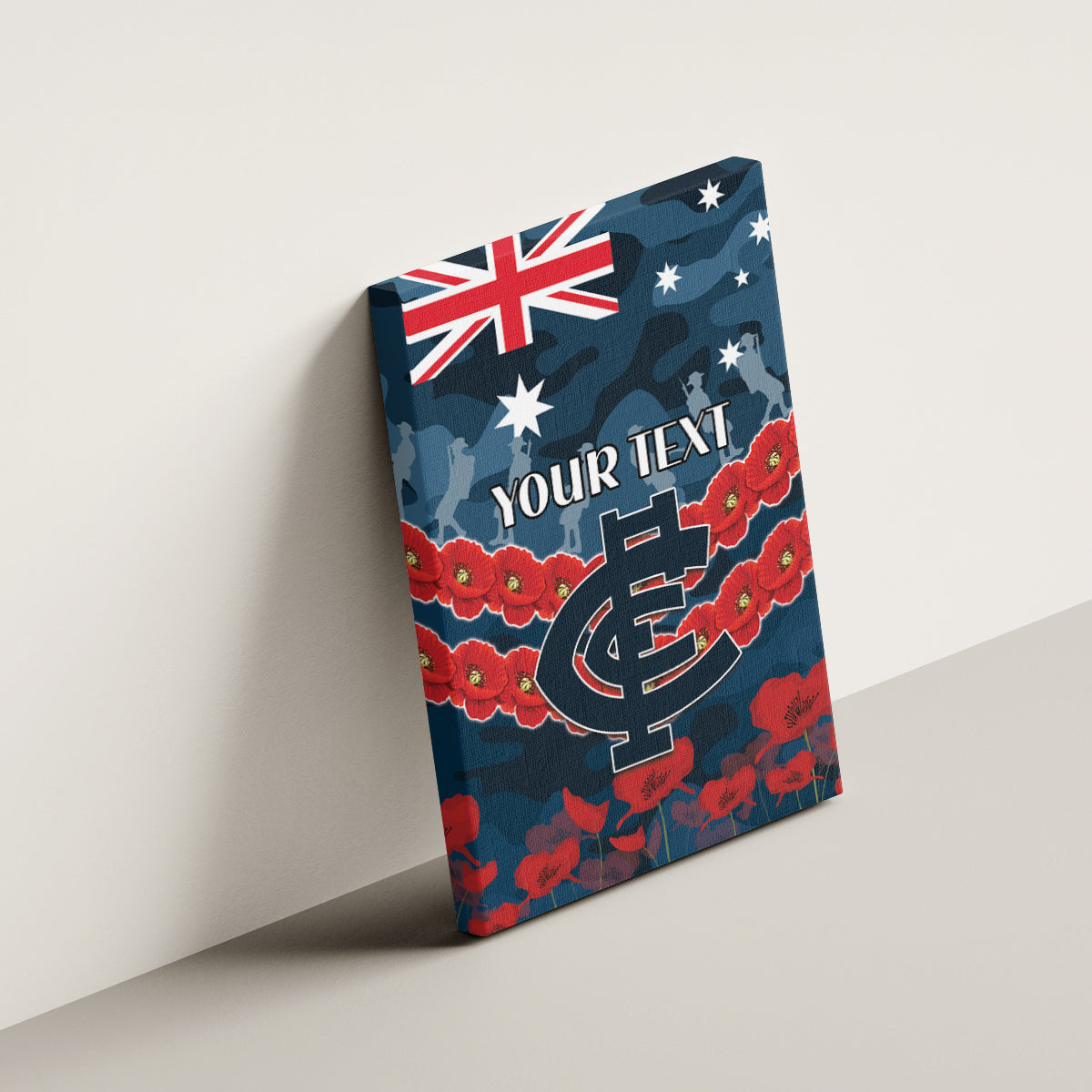 Custom Blues Football Canvas Wall Art ANZAC Lest We Forget
