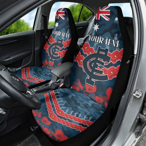 Custom Blues Football Car Seat Cover ANZAC Lest We Forget