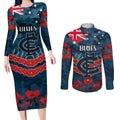 Custom Blues Football Couples Matching Long Sleeve Bodycon Dress and Long Sleeve Button Shirt ANZAC Lest We Forget