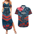 Custom Blues Football Couples Matching Summer Maxi Dress and Hawaiian Shirt ANZAC Lest We Forget