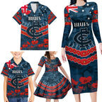 Custom Blues Football Family Matching Long Sleeve Bodycon Dress and Hawaiian Shirt ANZAC Lest We Forget