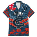 Custom Blues Football Family Matching Mermaid Dress and Hawaiian Shirt ANZAC Lest We Forget