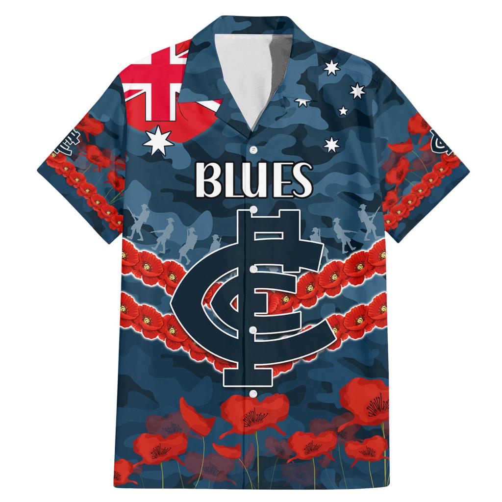 Custom Blues Football Family Matching Mermaid Dress and Hawaiian Shirt ANZAC Lest We Forget