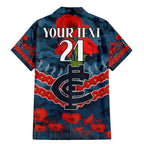 Custom Blues Football Family Matching Mermaid Dress and Hawaiian Shirt ANZAC Lest We Forget