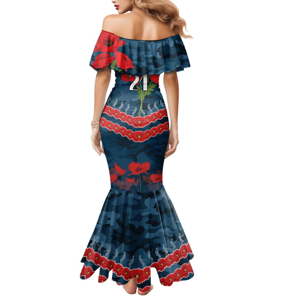Custom Blues Football Family Matching Mermaid Dress and Hawaiian Shirt ANZAC Lest We Forget