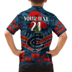 Custom Blues Football Family Matching Off Shoulder Maxi Dress and Hawaiian Shirt ANZAC Lest We Forget