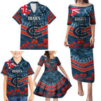 Custom Blues Football Family Matching Puletasi and Hawaiian Shirt ANZAC Lest We Forget