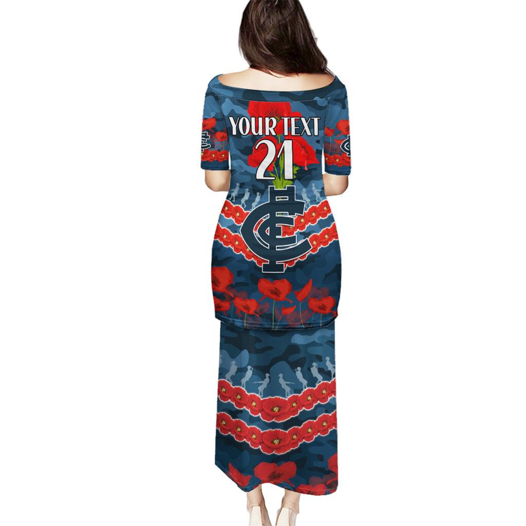 Custom Blues Football Family Matching Puletasi and Hawaiian Shirt ANZAC Lest We Forget