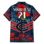 Custom Blues Football Family Matching Short Sleeve Bodycon Dress and Hawaiian Shirt ANZAC Lest We Forget