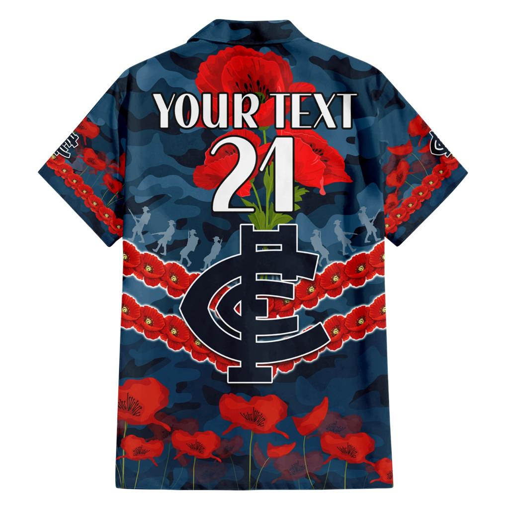 Custom Blues Football Family Matching Short Sleeve Bodycon Dress and Hawaiian Shirt ANZAC Lest We Forget