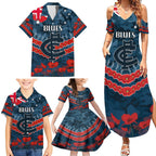Custom Blues Football Family Matching Summer Maxi Dress and Hawaiian Shirt ANZAC Lest We Forget