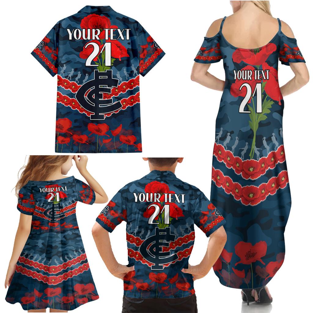 Custom Blues Football Family Matching Summer Maxi Dress and Hawaiian Shirt ANZAC Lest We Forget