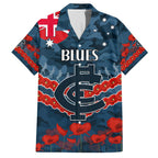 Custom Blues Football Family Matching Summer Maxi Dress and Hawaiian Shirt ANZAC Lest We Forget