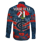 Custom Blues Football Family Matching Summer Maxi Dress and Hawaiian Shirt ANZAC Lest We Forget