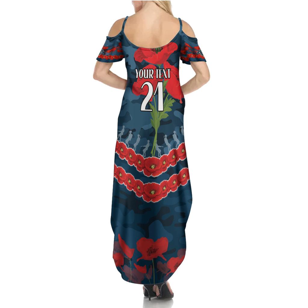 Custom Blues Football Family Matching Summer Maxi Dress and Hawaiian Shirt ANZAC Lest We Forget