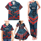 Custom Blues Football Family Matching Tank Maxi Dress and Hawaiian Shirt ANZAC Lest We Forget