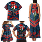 Custom Blues Football Family Matching Tank Maxi Dress and Hawaiian Shirt ANZAC Lest We Forget