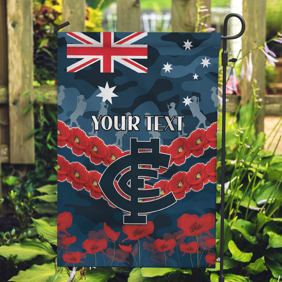 Custom Blues Football Garden Flag ANZAC Lest We Forget