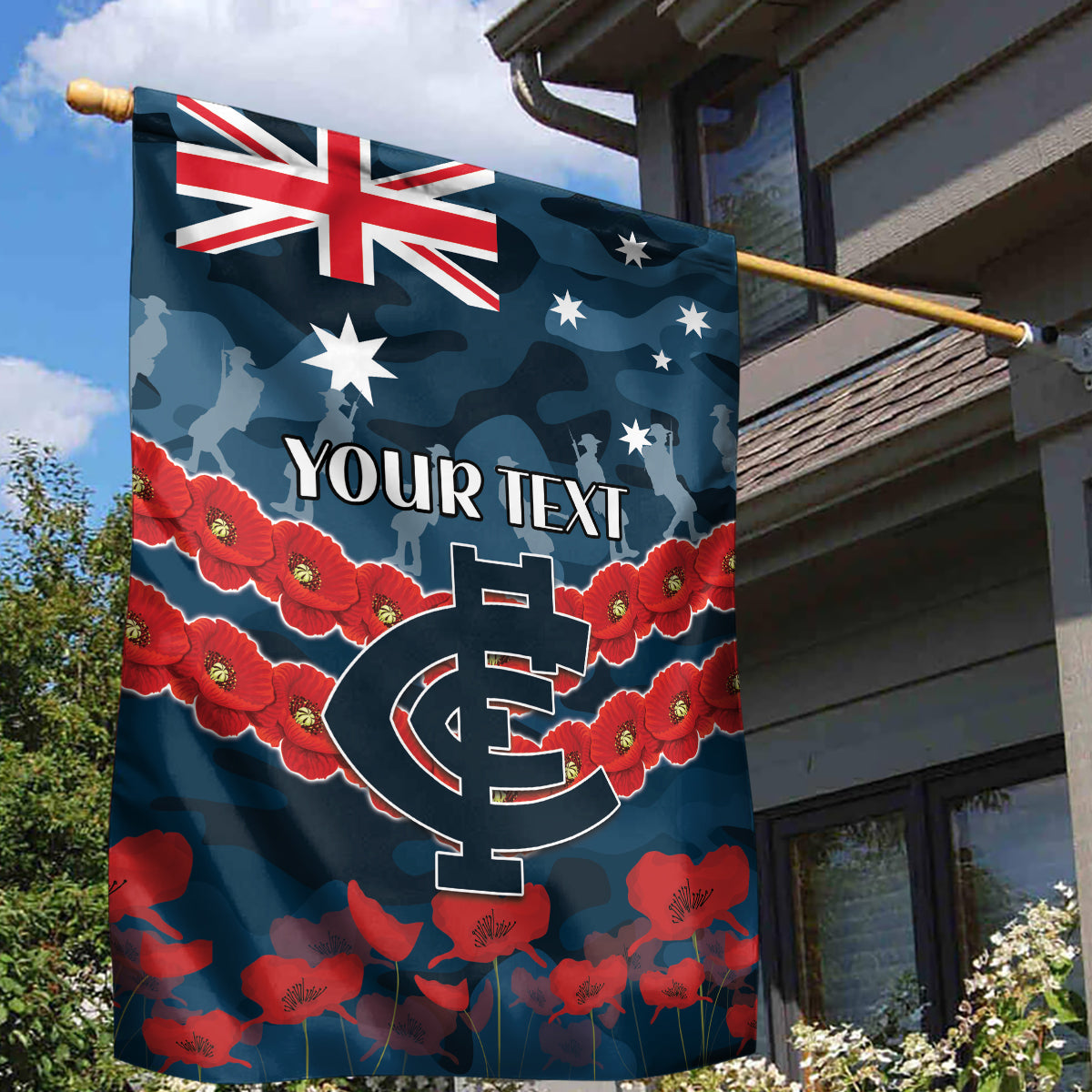 Custom Blues Football Garden Flag ANZAC Lest We Forget