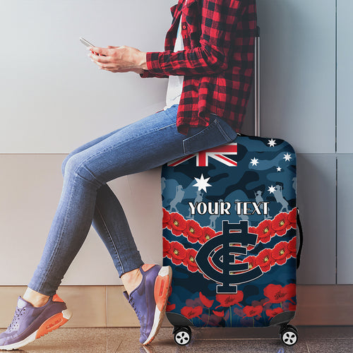 Custom Blues Football Luggage Cover ANZAC Lest We Forget