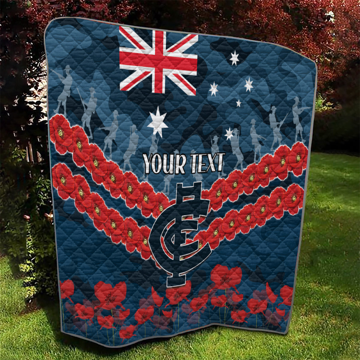 Custom Blues Football Quilt ANZAC Lest We Forget