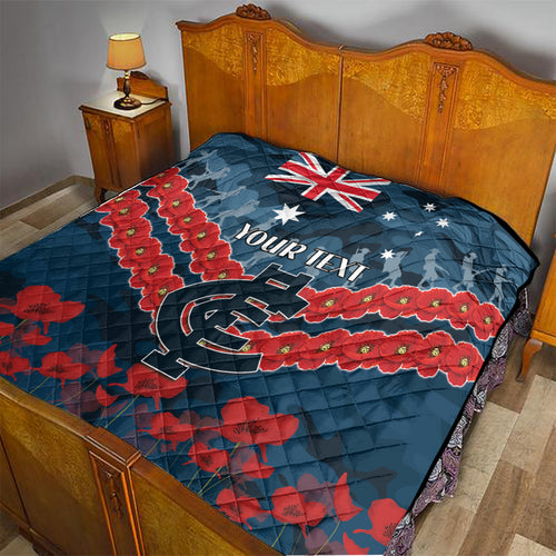 Custom Blues Football Quilt ANZAC Lest We Forget