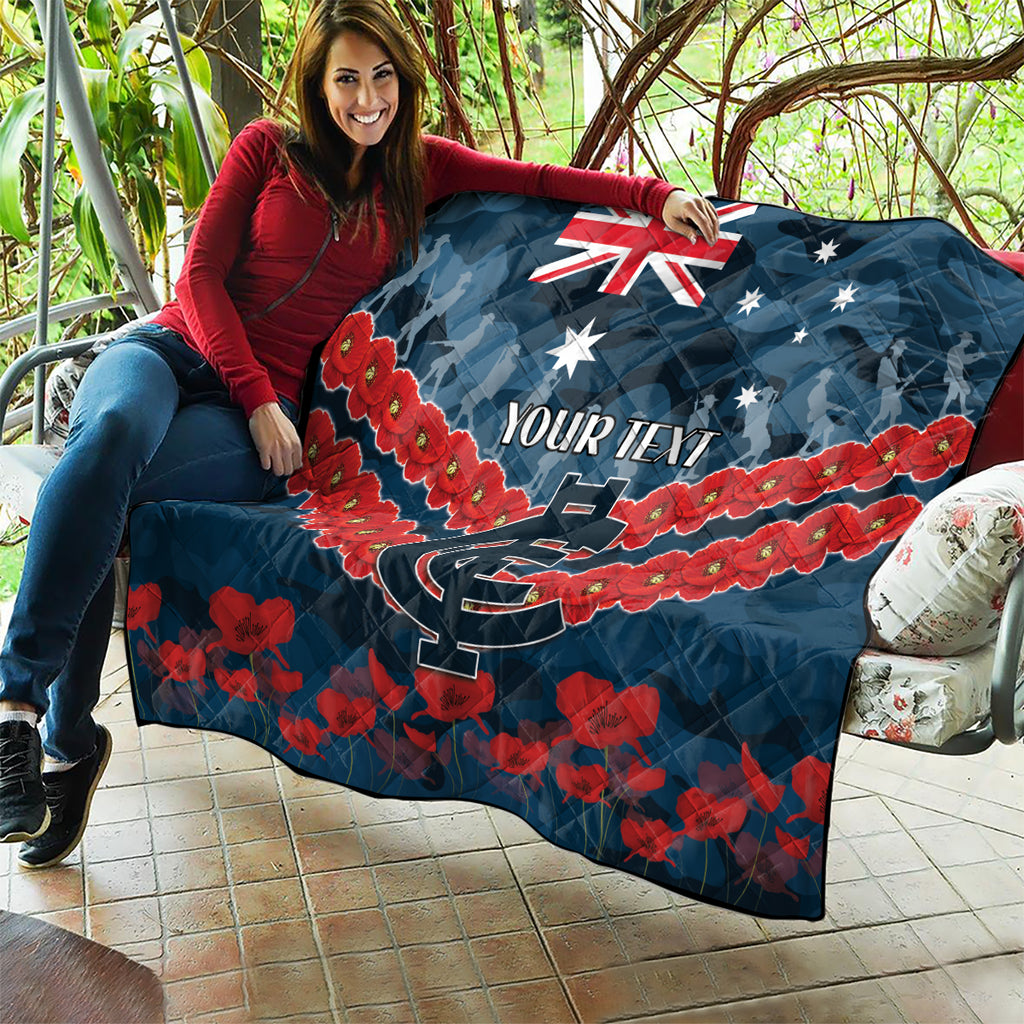 Custom Blues Football Quilt ANZAC Lest We Forget
