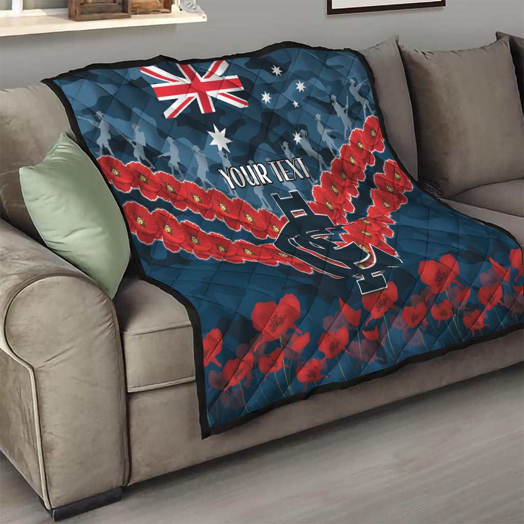Custom Blues Football Quilt ANZAC Lest We Forget